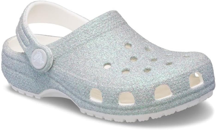 Crocs Unisex Kinder Classic Iridescent Glitter Clog K 29/30 EU Weiss, 29/30 EU Weiss