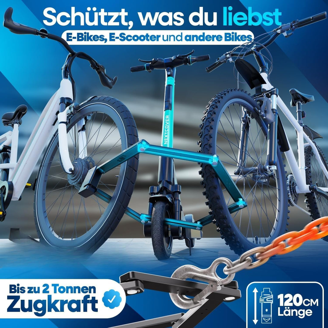 NEXTCOVER® Faltschloss Fahrrad FoldOne mit Zahlencode FoldBasic 120 cm I Zahlenschloss mit SteelSecu