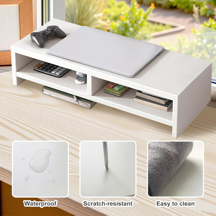 Monitorerhöhung Weiss Aus Holz Monitorständer mit 2 Ablagefächern Bildschirmerhöhung Computer Monito