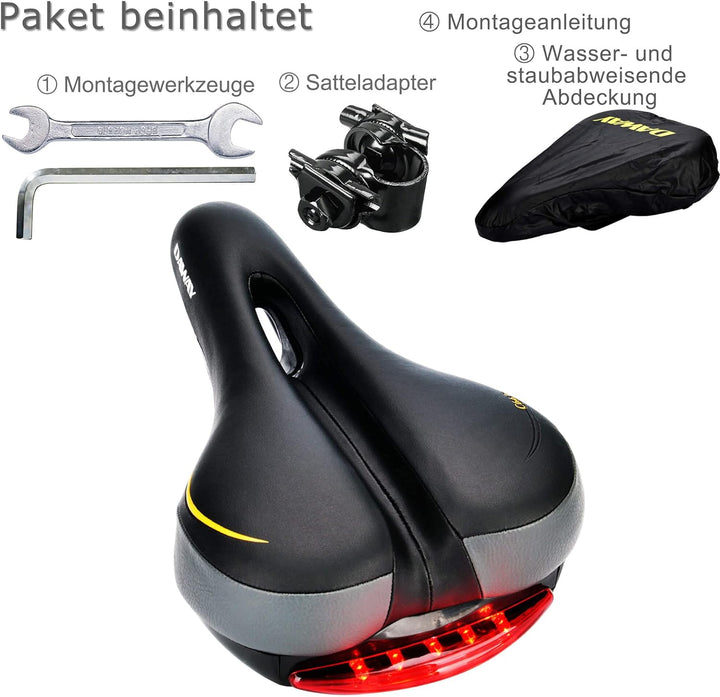 DAWAY C99 Ergonomisch Fahrradsattel für Damen Herren - Bequemer Fahrradsitz, Breiter Weicher Leder F