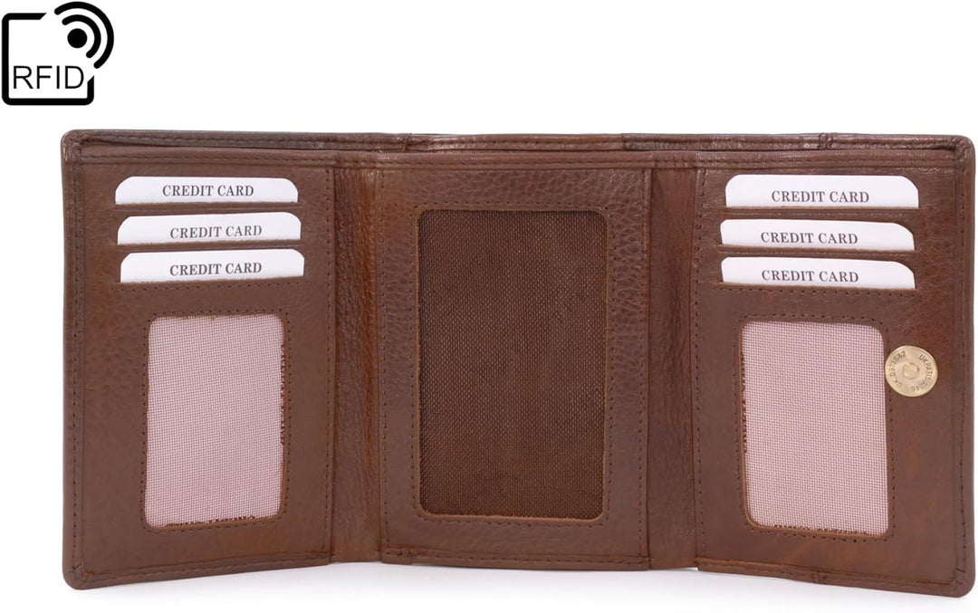 Catwalk Collection Handbags - Leder Geldbörse Damen Mittelgross - Geldbeutel mit Münzfach und 7 Kart