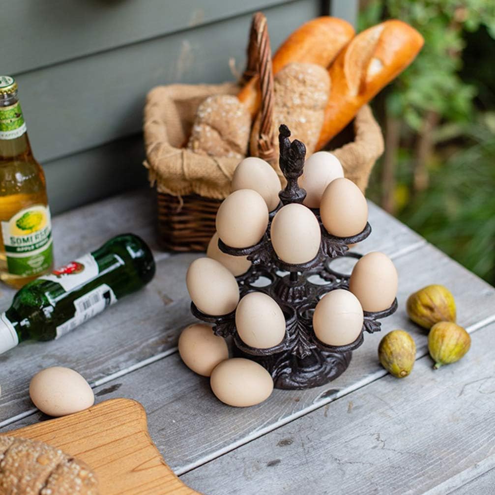 HEMOTON Eierkorb Eierbecher Eierständer Huhn Form Eierhalter Gusseisen Obstkorb Osterkorb Eierablage