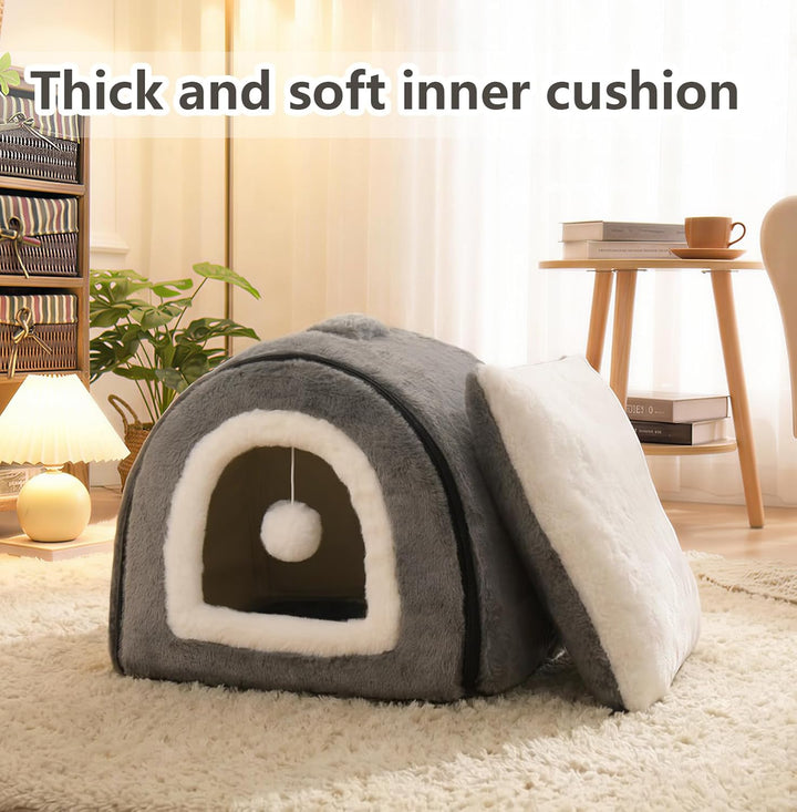 Katzenbett für Hauskatzen, faltbare Katzenhöhle, rutschfeste und wasserabweisende Unterseite, Katzen