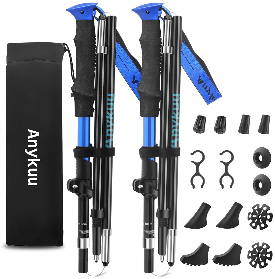 Anykuu Wanderstöcke 2PCS Verstellbar 110-130cm Walking Stöcke 7075 Aluminium Ultraleichte Trekkingst