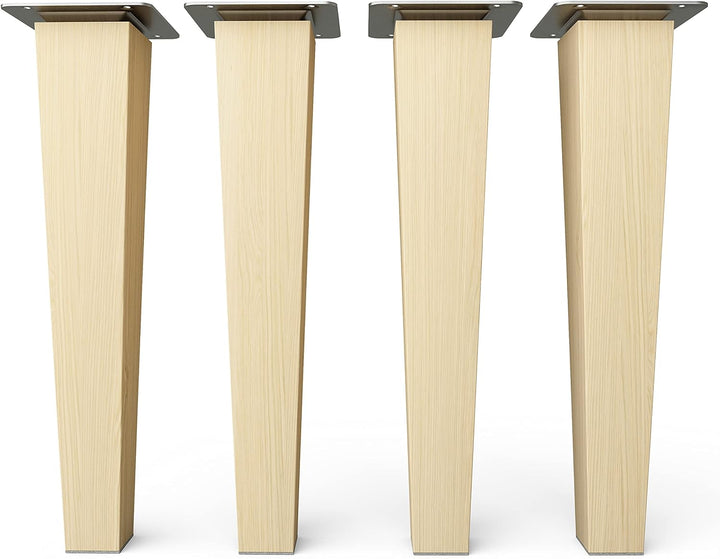 sossai® Holz-Möbelfüsse - Clif Square | Natur (unbehandelt) | Höhe: 25 cm | HMF3 | eckig, konisch (g