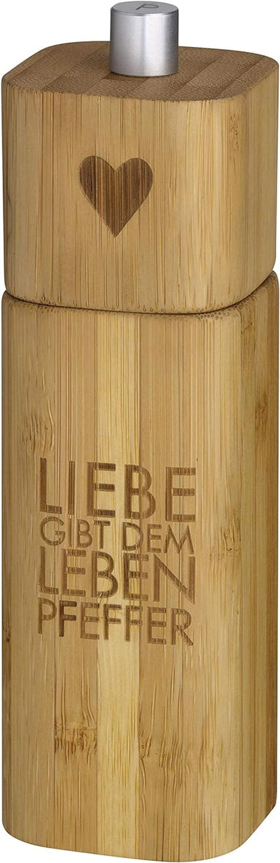 Salzmühle "Glück ist das Salz in der Suppe" + Pfeffermühle "Liebe gibt dem Leben Pfeffer" Natur, Nat