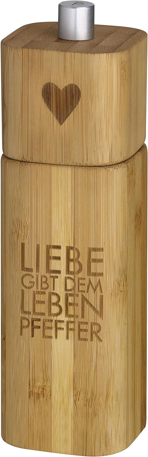 Salzmühle "Glück ist das Salz in der Suppe" + Pfeffermühle "Liebe gibt dem Leben Pfeffer" Natur, Nat