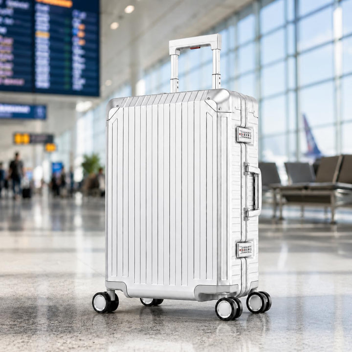 Travelhouse Tokyo 100% Aluminium Reisekoffer Silber M-66cm Hartschalenkoffer 2X TSA Zahlenschloss 4