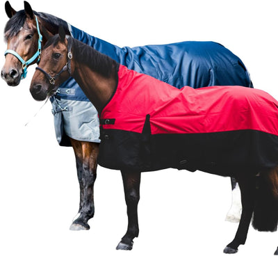 Pferdedecke 1200D High Neck Polarfleece Weidedecke Winterdecke Regendecke Turnout : Fleece Red/Black