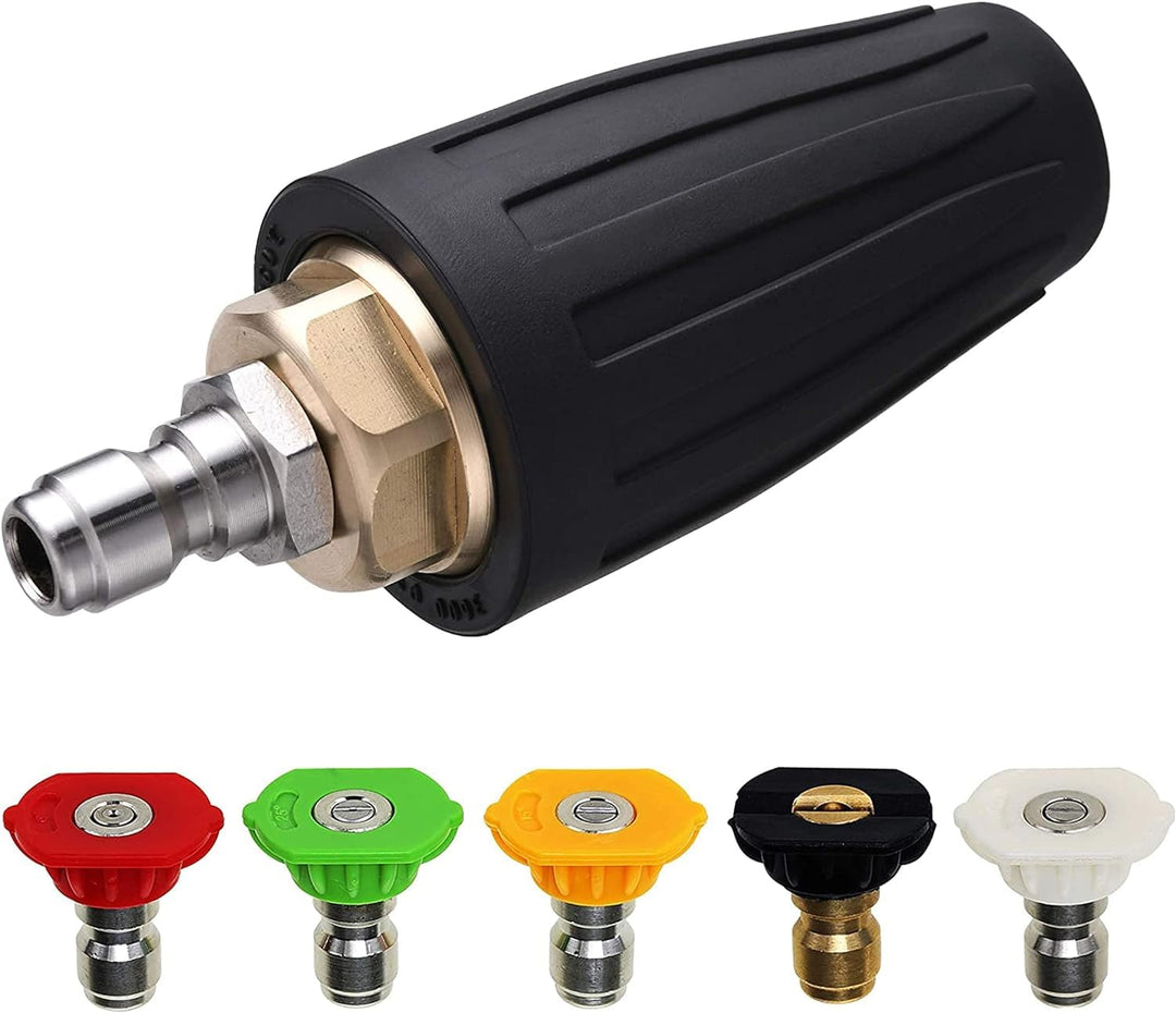 M MINGLE Turbo-Düse für Hochdruckreiniger, Drehdüse und 5 Spitzen, 1/4 Zoll Schnellanschluss, 3600 P