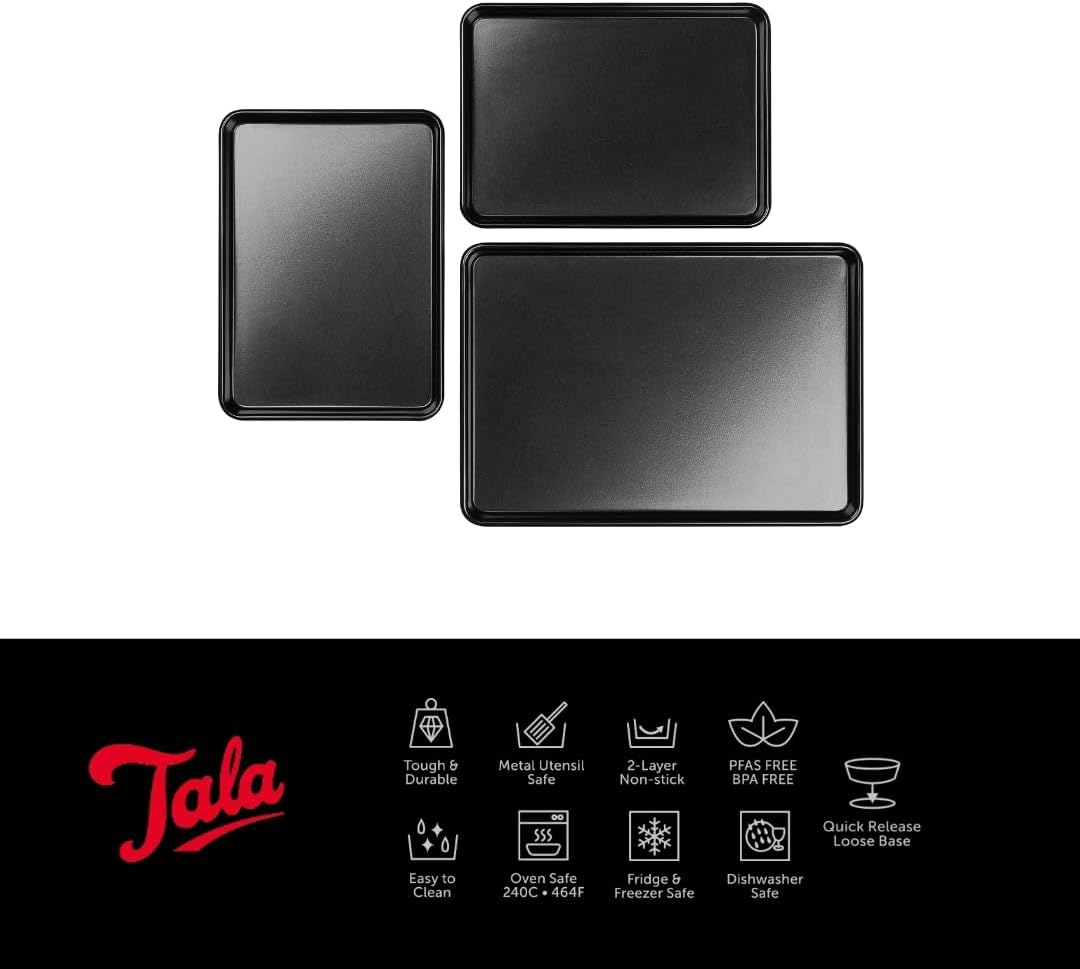 Tala Performance Backbleche, 3er-Set, Karbonstahl von professioneller Stärke, mit Eclipse-Premium-An