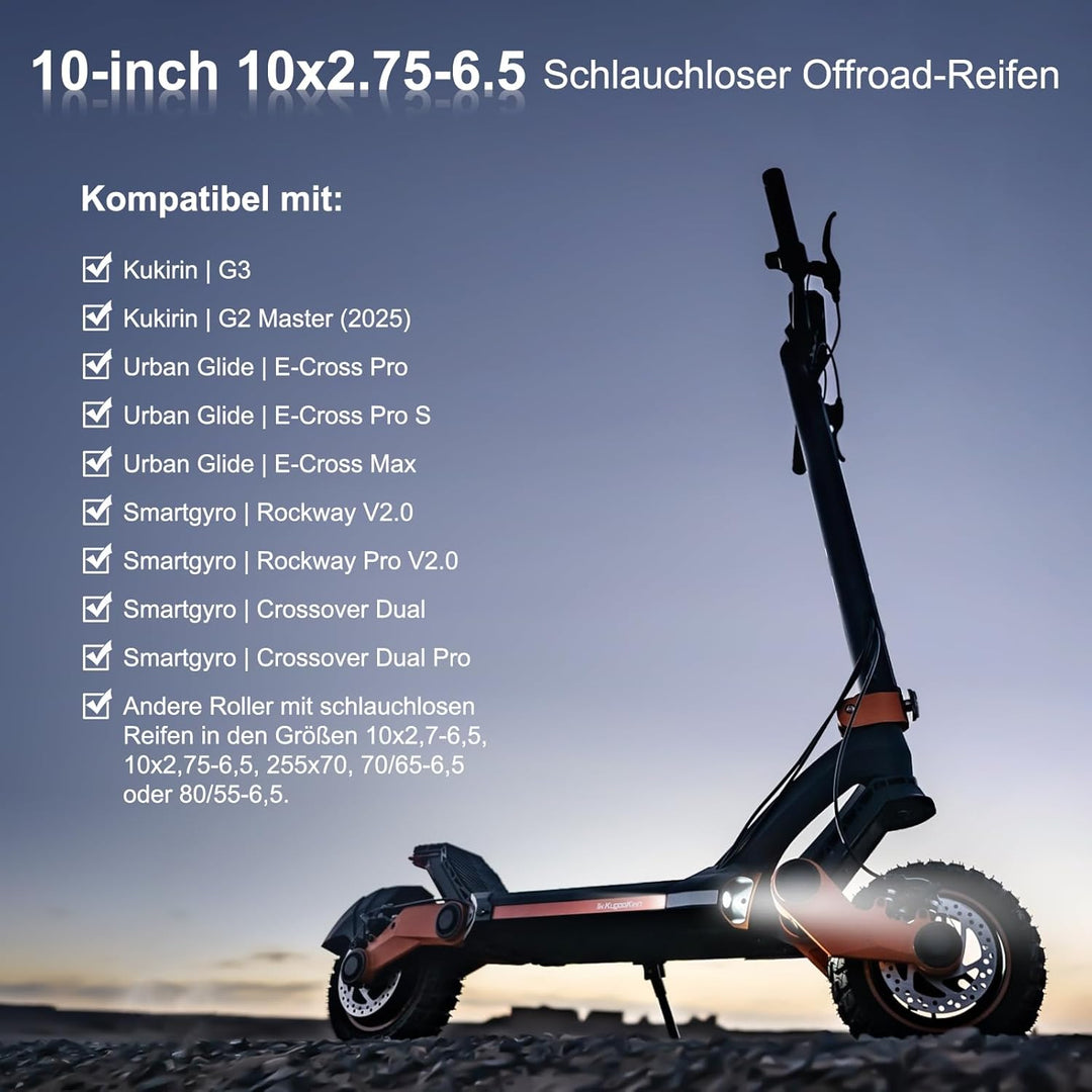 10x2,75-6,5 Off-Road Tubeless Reifen für Kukirin G2/G3/G2 Ultra/M4 Max/A1 Ersatzreifen für Speedway