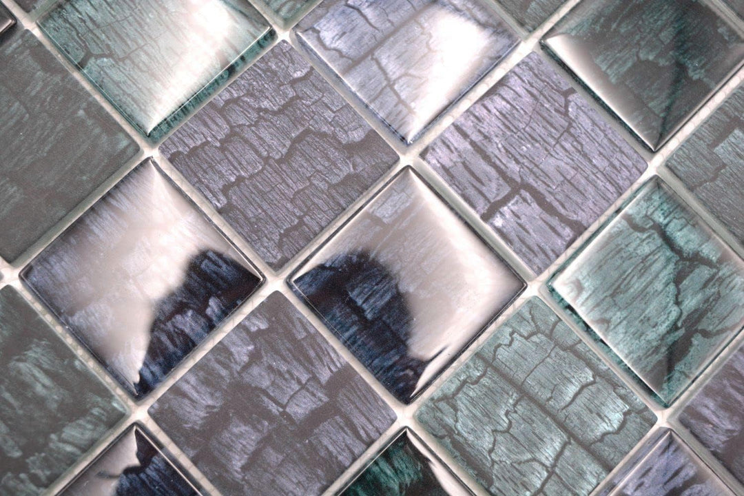 Mosaikfliese Glasmosaik Steinoptik Wald dunkel grün schwarz anthrazitr Küchenrückwand Duschwand | 10