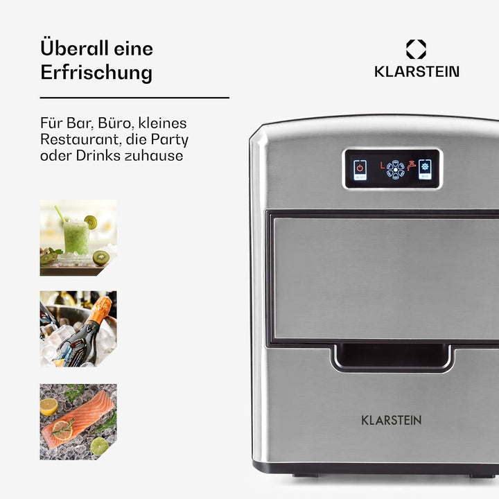 Klarstein Metropolitan - Eiswürfelbereiter, Eiswürfelmaschine, digitales Display, 12 kg Eiswürfel in