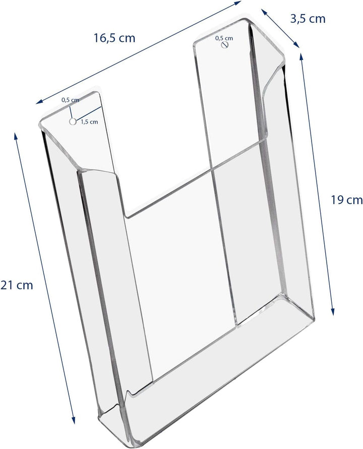 HMF 46842 Wand Prospekthalter aus Acryl | 5 Stück | DIN A5 Hochformat | Transparent 5 Stück DIN A5,