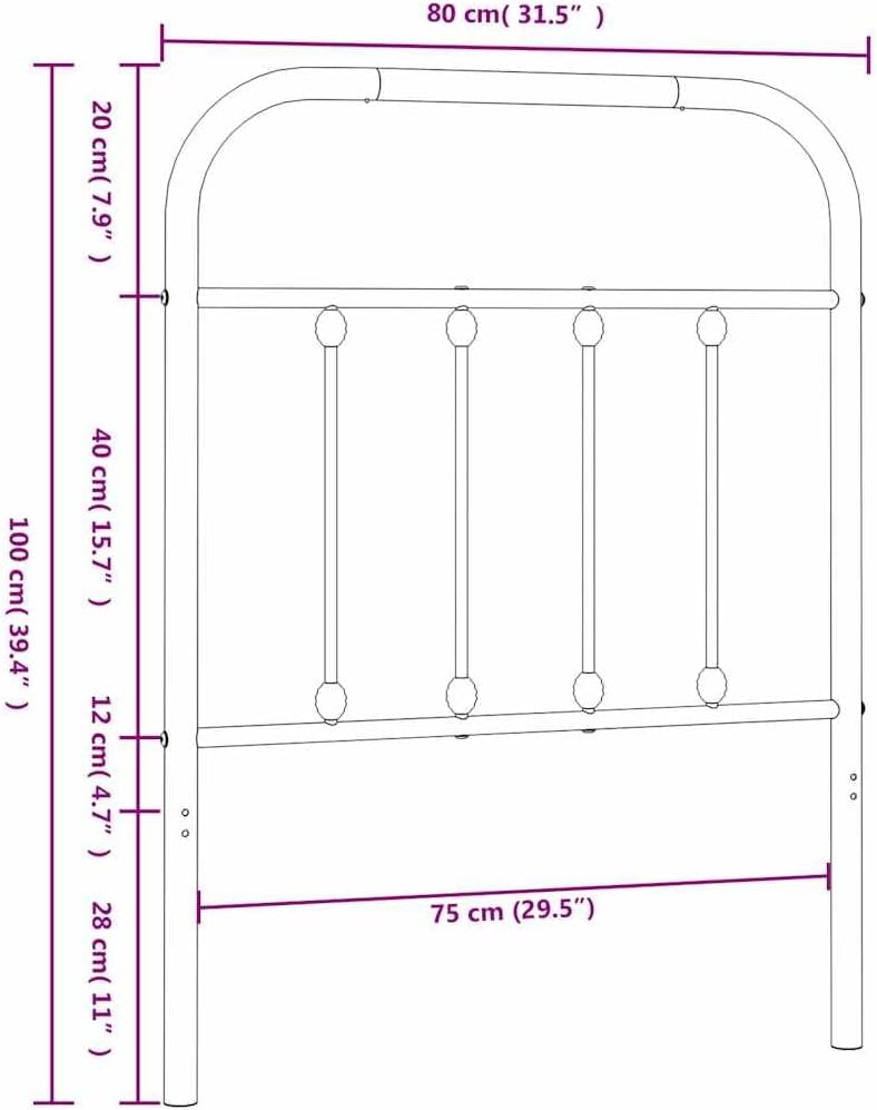 vidaXL Kopfteil, Bettkopfteil aus Stahl Metallkonstruktion, Betthaupt für Bett Metallbett Bettgestel