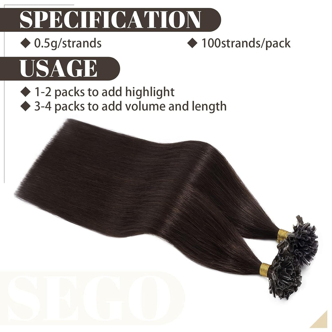 SEGO U Tips Extensions Echthaar Bondings 0.5g/Strähnen Keratin Haarverlängerung Glue 100 Strähnen gl