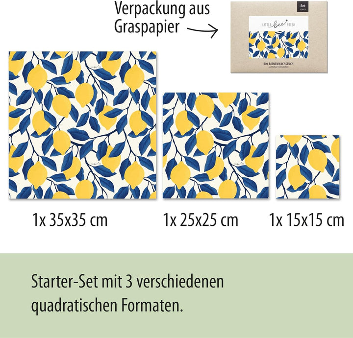 little bee fresh Bio-Bienenwachstücher Starter-Set aus Deutschland - Wachspapier für Lebensmittel -
