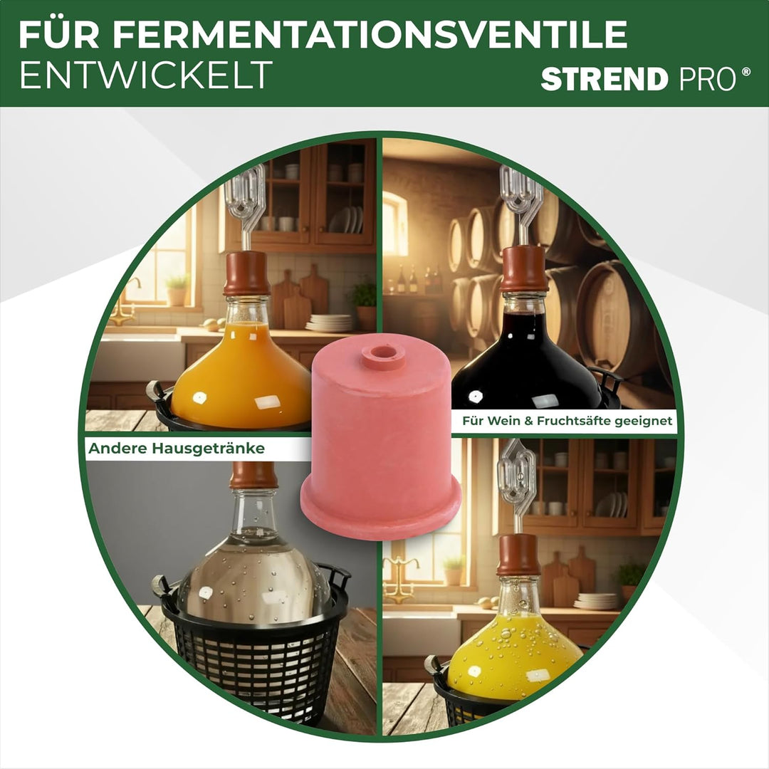STREND PRO Gummistopfen 75mm mit Bohrung | Gärstopfen für Gärspund & Gärröhrchen | Gummi Stopfen für