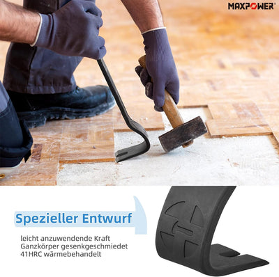 MAXPOWER 2 Stücke Nageleisen Set 300mm/380mm Flach Brecheisen Strickble Brechstangen Set Robust und