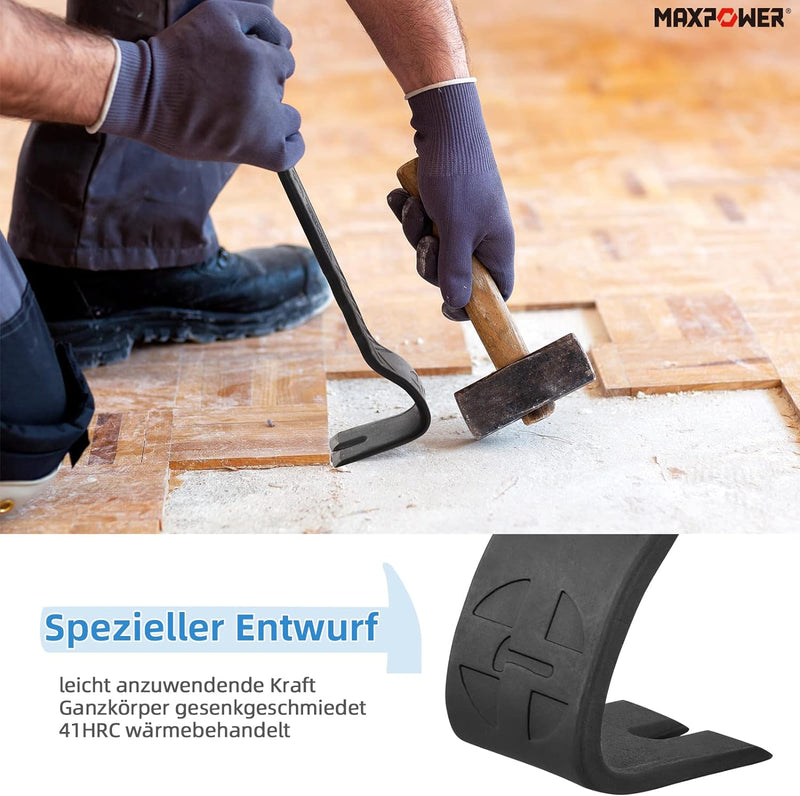 MAXPOWER 2 Stücke Nageleisen Set 300mm/380mm Flach Brecheisen Strickble Brechstangen Set Robust und