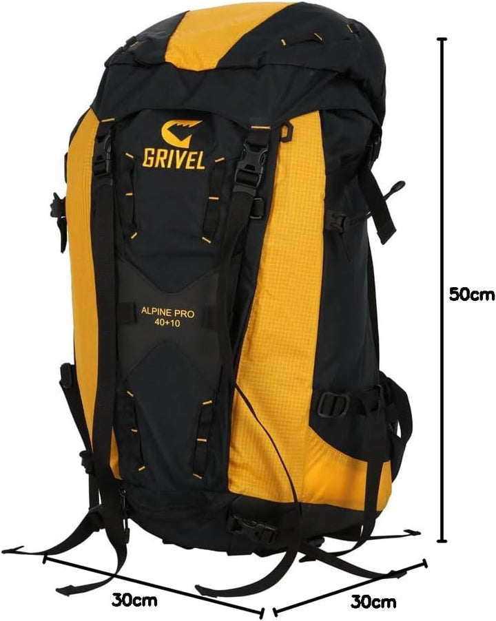 Grivel Alpine Pro 40+10 Gelb-Schwarz, Kletterrucksack und Seilsack, Grösse 40+10l - Farbe Black - Ye