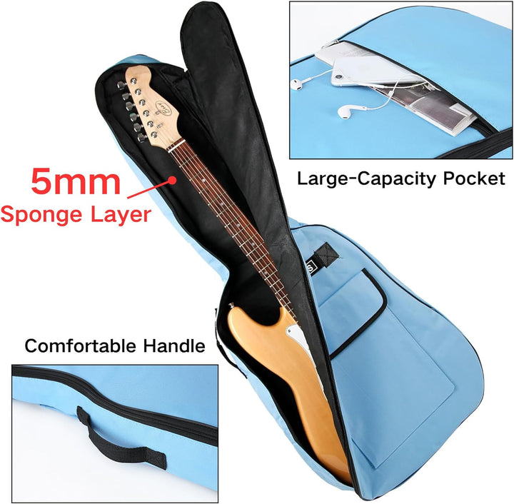 SUQ Wasserdichte Oxford Gitarrentasche, 40/41 Zoll Tasche Musikmuster Nylon Gigbag, E-Gitarrentasche