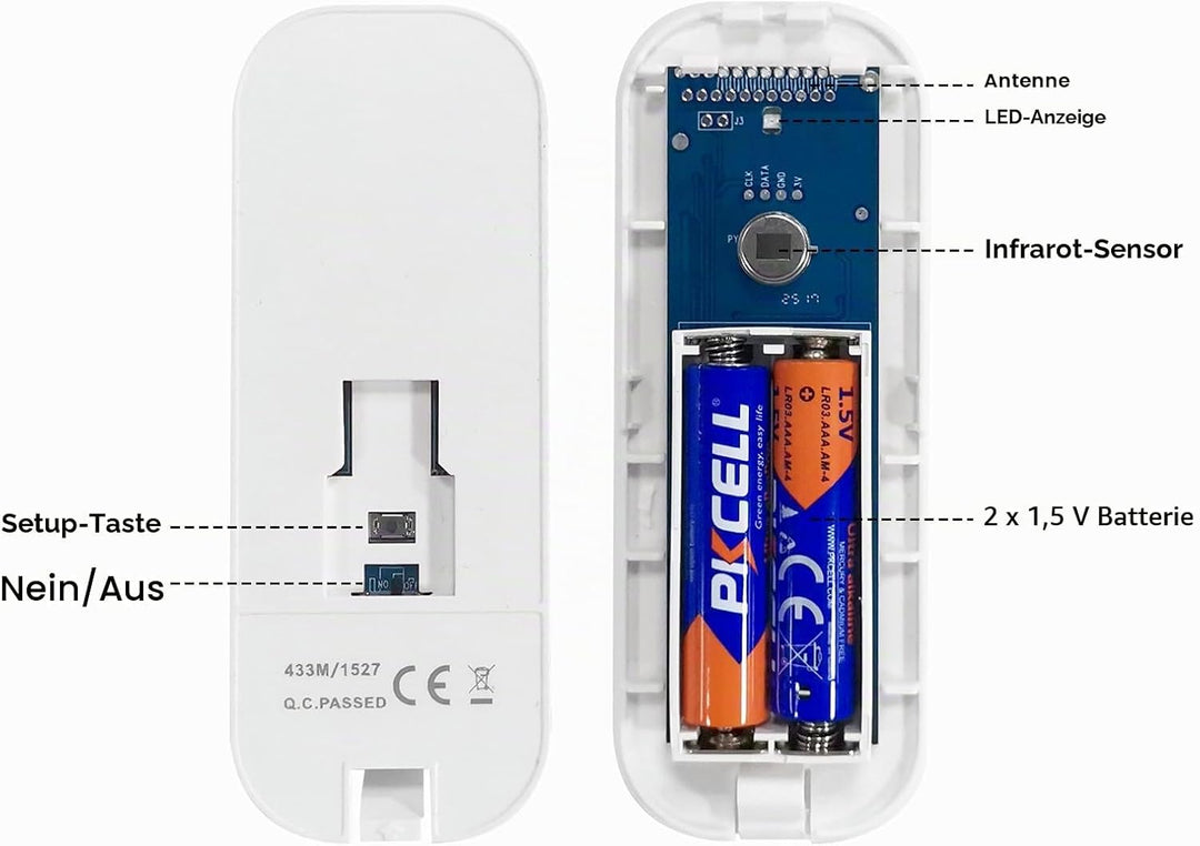 PGST 433MHz Drahtloser PIR-Melder Infrarot-Bewegungsmelder für Haus, Geschäft und Alarmanlage (PG107