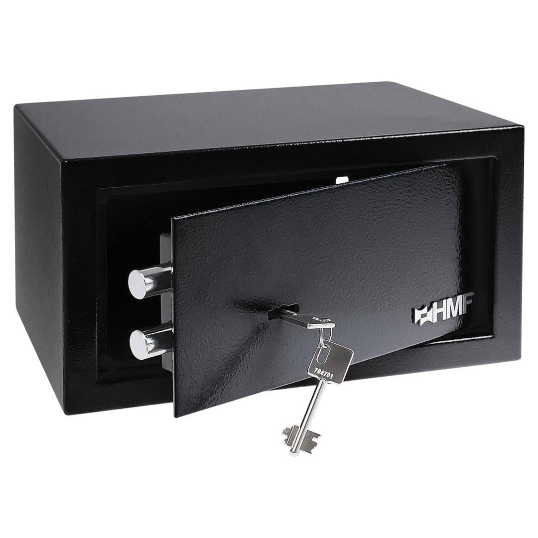 HMF 49217-02 Safe Tresor mit Schlüssel, Möbeltresor | 31 x 17 x 25 cm | Schwarz 31 x 17 x 25 cm Schw