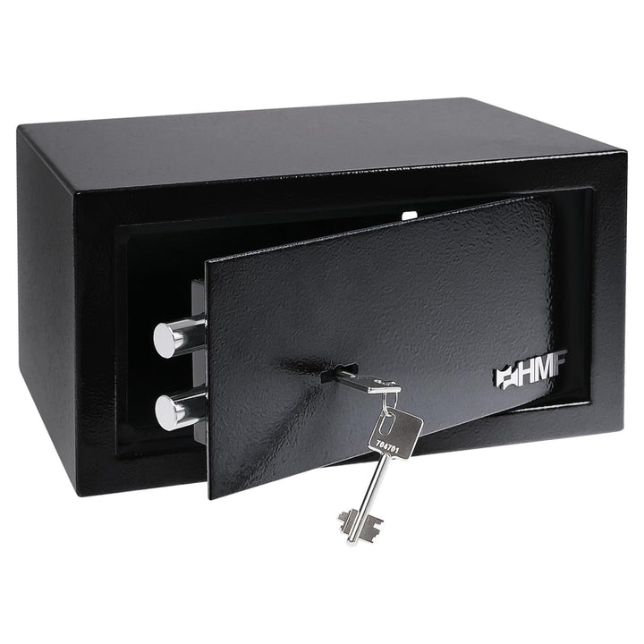 HMF 49217-02 Safe Tresor mit Schlüssel, Möbeltresor | 31 x 17 x 25 cm | Schwarz 31 x 17 x 25 cm Schw