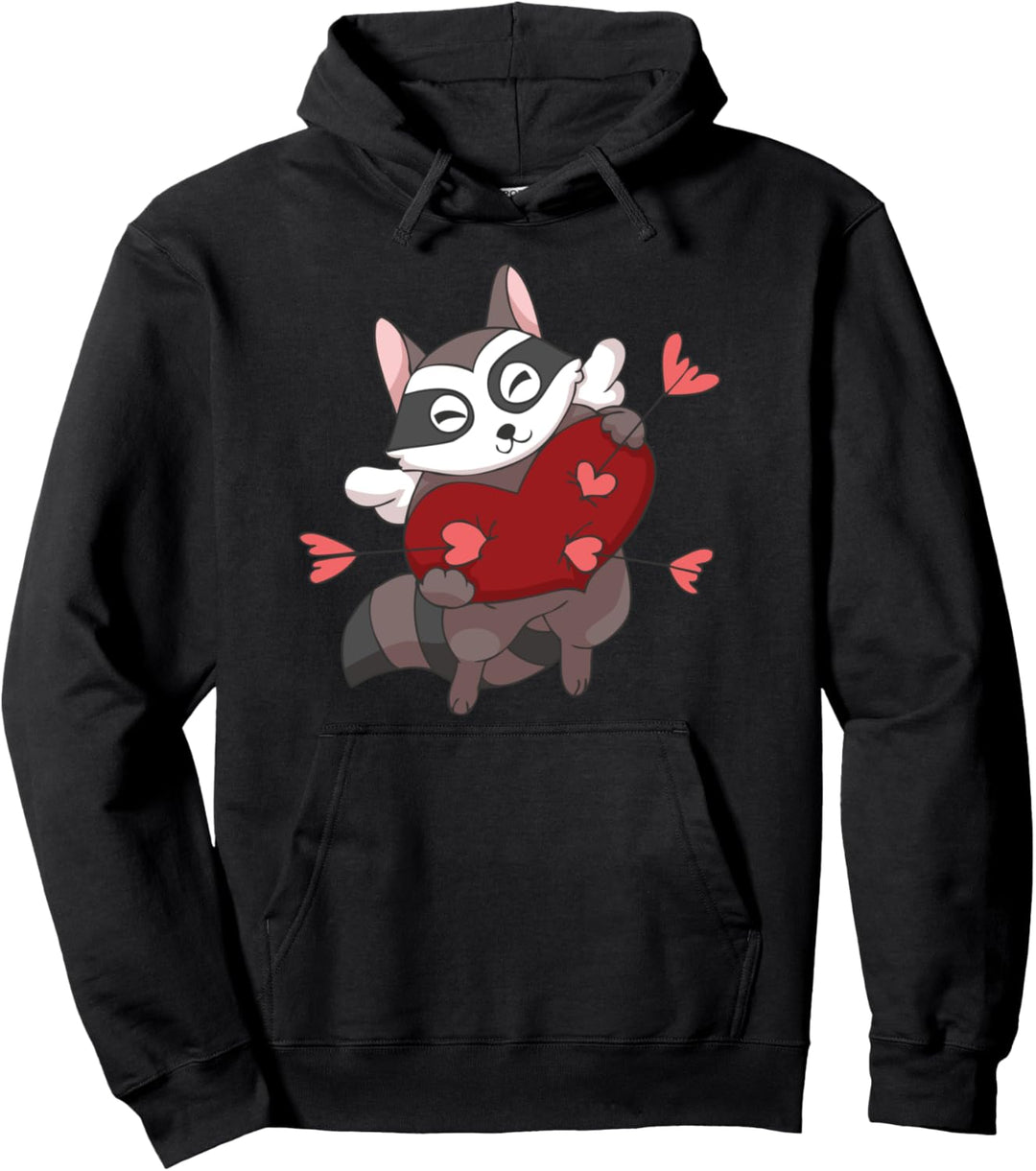 My Raccoon Is My Valentine Waschbär Liebe Amor Valentinstag Pullover Hoodie
