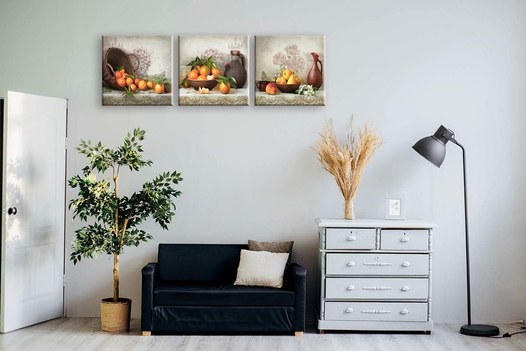 Piy Painting Wandbilder 3 Panel Fruchtbild Orange Bilder und Kunstdrucke auf Leinwand wasserdichte L