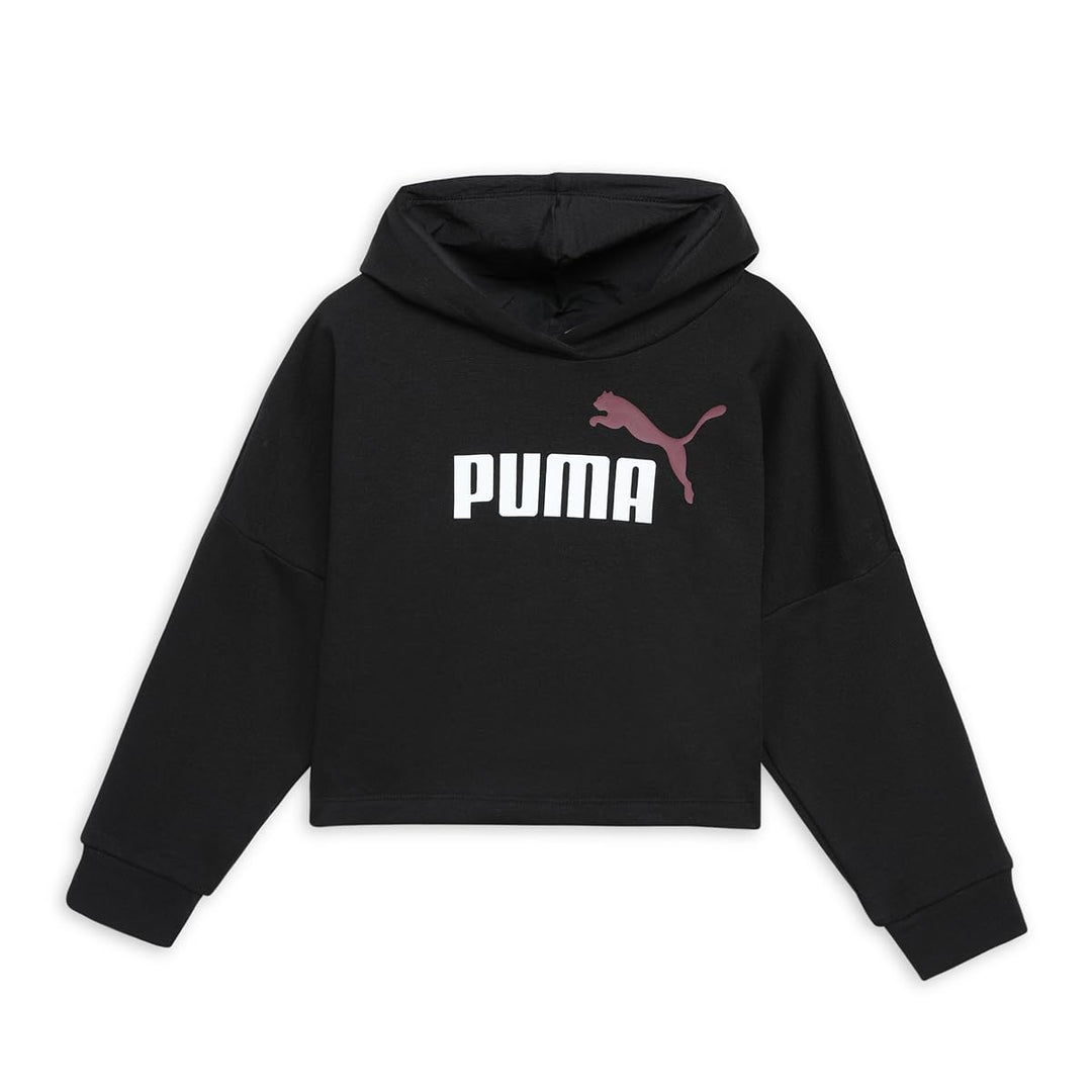 PUMA Mädchen ESS Logo Cropped Hoodie G Sweat 116 Puma Schwarz, Pfirsich, Smoothie, 116 Puma Schwarz,