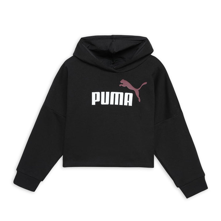 PUMA Mädchen ESS Logo Cropped Hoodie G Sweat 116 Puma Schwarz, Pfirsich, Smoothie, 116 Puma Schwarz,