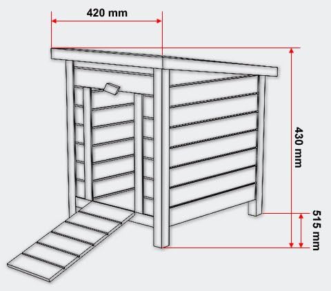 Wiltec Katzenhaus 420 x 515 x 430 mm aus Fichtenholz, Kleintierhaus Kaninchenstall mit Dach aufklapp