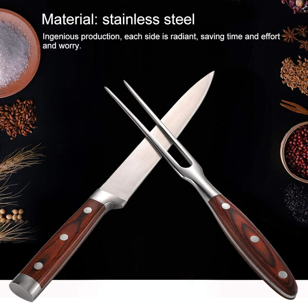 EVTSCAN Schnitzmesser und Gabel Set, Edelstahl Premium BBQ Fleisch Truthahn Braten Küche Abendessen