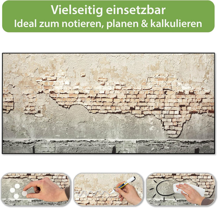 banjado Magnettafel schwarz 78 x 37cm / Magnetwand Metall/Magnetpinnwand als Memoboard/Pinnwand Magn