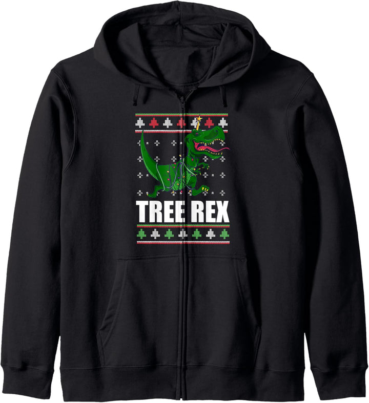 TREE REX T-Rex Dinosaurier lustiger hässlicher Weihnachtspullover Meme Kapuzenjacke