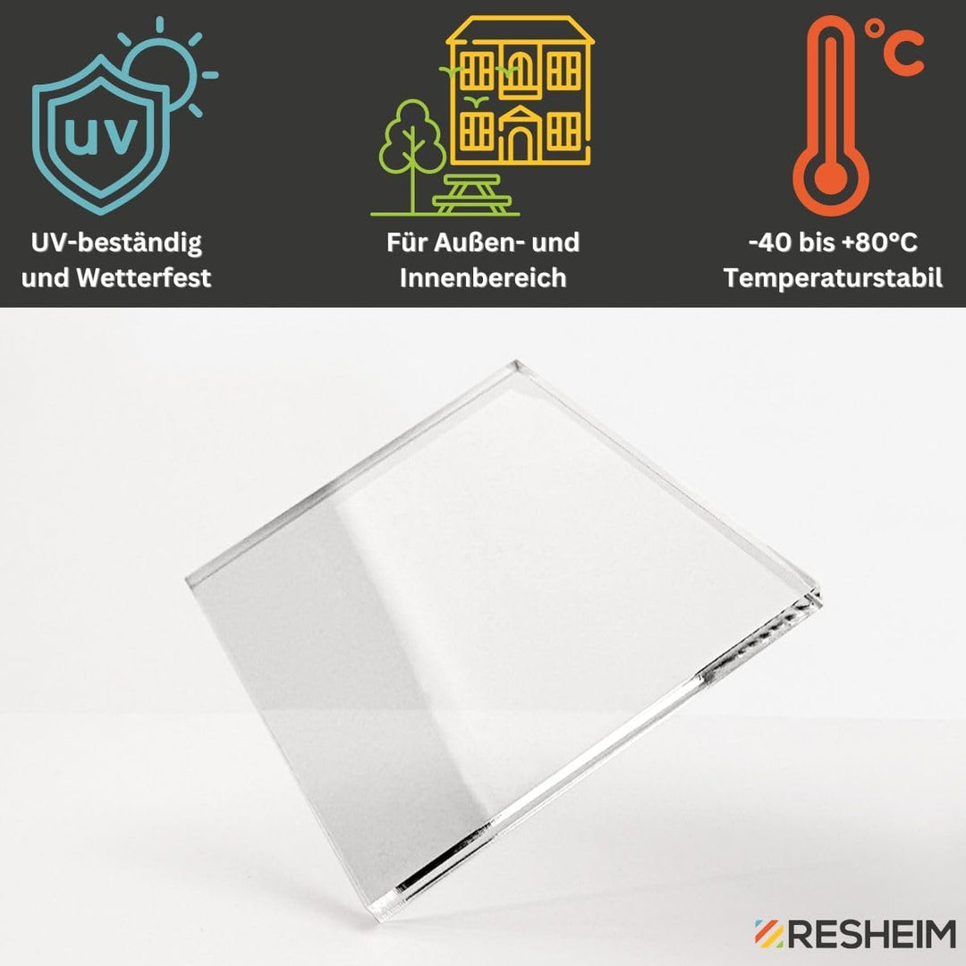 RESHEIM 2-20 mm Acrylglas Platte Transparent Zuschnitt nach Mass Glasklar Materialstärke und Grösse