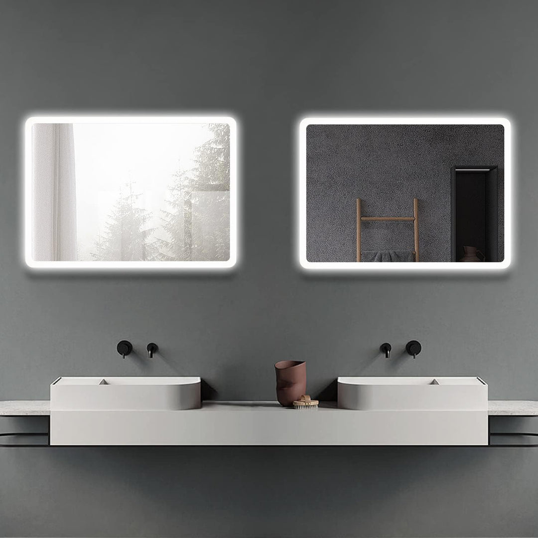 Boromal Badezimmerspiegel 40x60cm Wandschalter Badspiegel Vertikal und Horizontal Montage 6500K Kalt