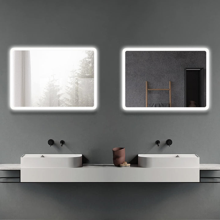 Boromal Badezimmerspiegel 40x60cm Wandschalter Badspiegel Vertikal und Horizontal Montage 6500K Kalt