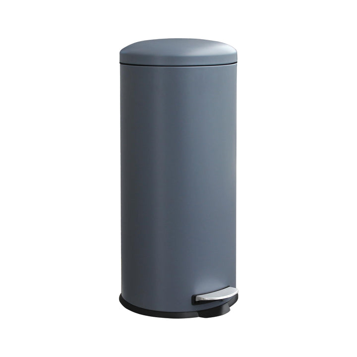 Mülleimer 30L Treteimer mit Softclose-Deckel und Pedal, Grau | 30L Edelstahl Treteimer, Rund, Müllei