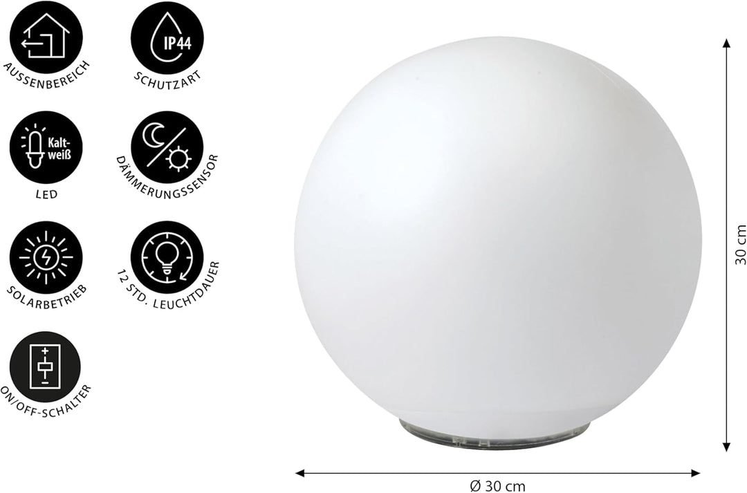 Dehner Solarkugel, Ø 30 cm, Echtglas-Optik Single, Single