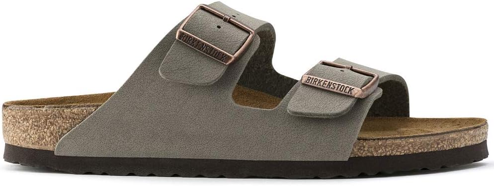 BIRKENSTOCK Unisex Arizona Birko-Flor Nubukleder Weit Pantoletten 36 EU Grau Stone, 36 EU Grau Stone