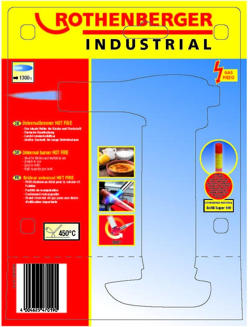 ROTHENBERGER Industrial Flambierbrenner, Universalbrenner HOT FIRE, Creme Brulee, Flambieren, Karame