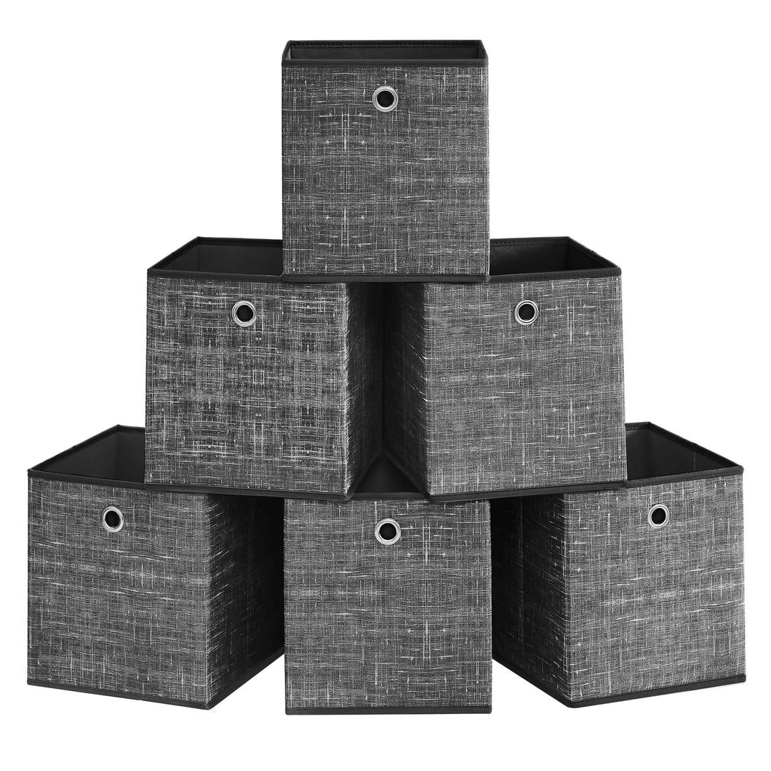 SONGMICS Aufbewahrungsbox, 6er Set, Ordnungsboxen aus Vliesstoff mit Griff, Boxen Aufbewahrung, 26 x