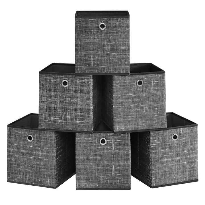 SONGMICS Aufbewahrungsbox, 6er Set, Ordnungsboxen aus Vliesstoff mit Griff, Boxen Aufbewahrung, 26 x