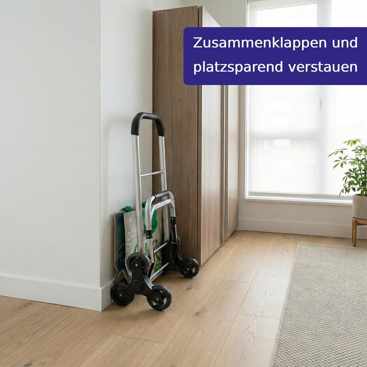 Einkaufstrolley Treppensteiger 64L gross, Einkaufstasche mit Dreirad klappbar, Einkaufswagen bis 60k