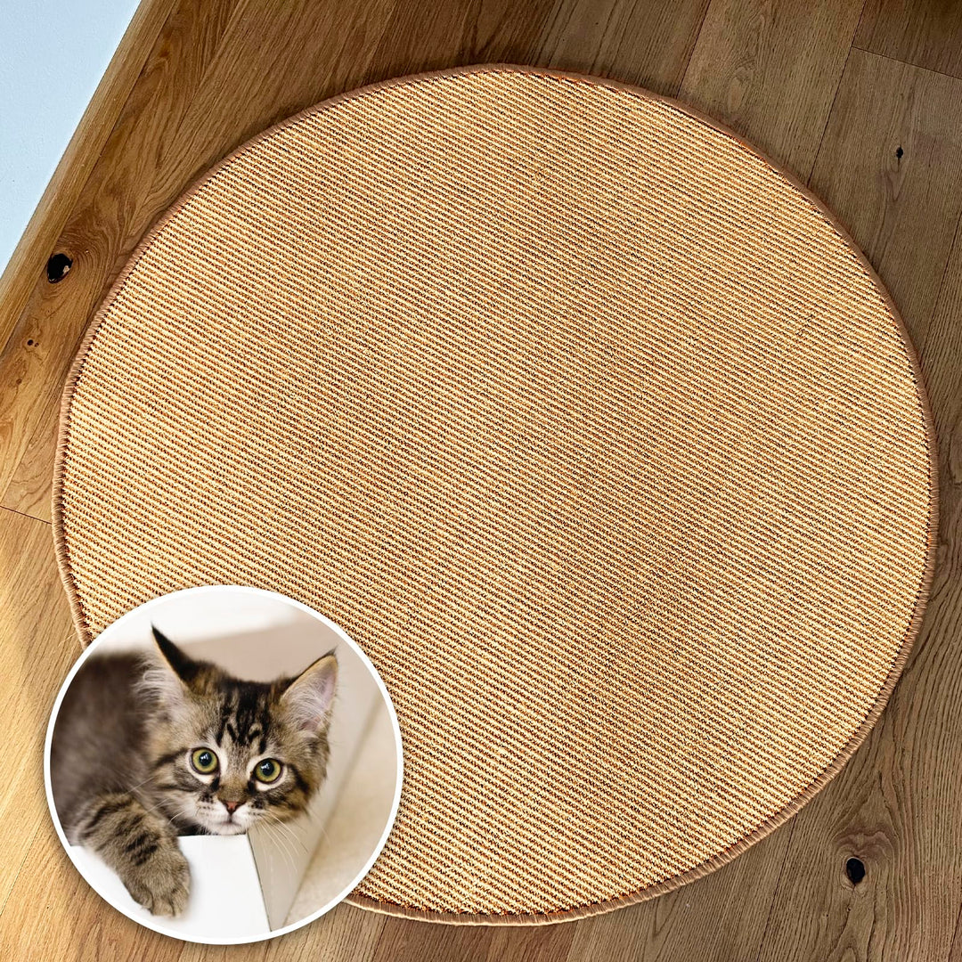 Floordirekt Katzen Kratzmatte rund 120cm Ø aus Natur Sisal Kratzteppich Kratzmöglichkeiten für Katze