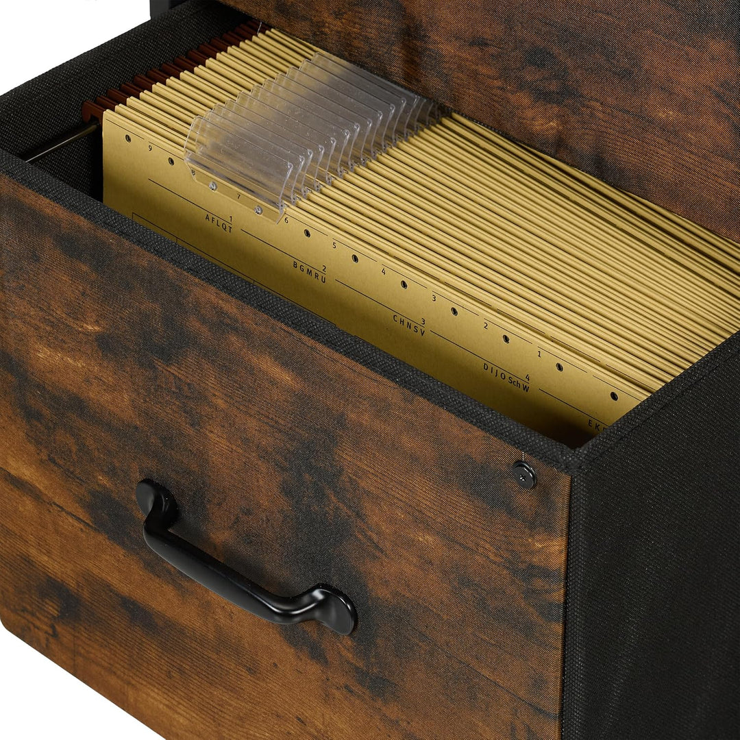 Relaxdays Rollcontainer Industrial-Design, braun/schwarz | Aktenschrank, 3 Schubladen, Hängeregister